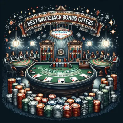 Online Blackjack table with cards and chips