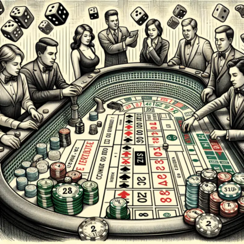 Craps casino game table setup